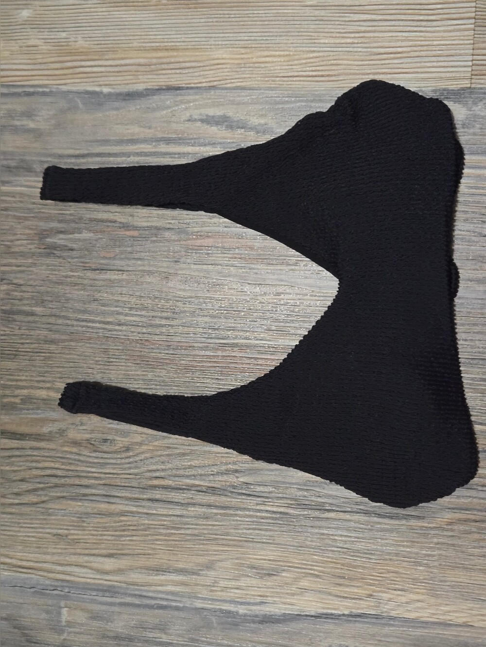 Black Textured Bikini Top